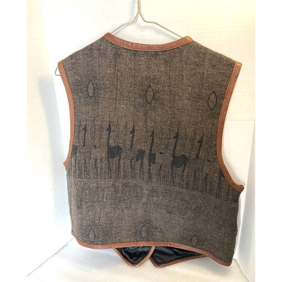 Sumac Design Vest Men’s Medium 100% Wool With Leather Trim Alpaca Designs - Picture 5 of 10